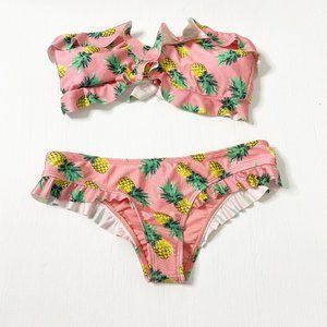 Wildfox Pink Pineapple Twist Bandeau Bikini